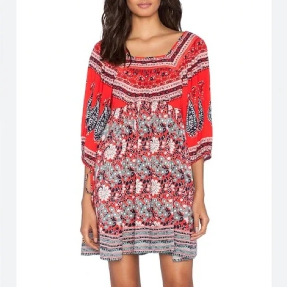 Free People Midsummer Dream Paisley Poppy mini dress size small